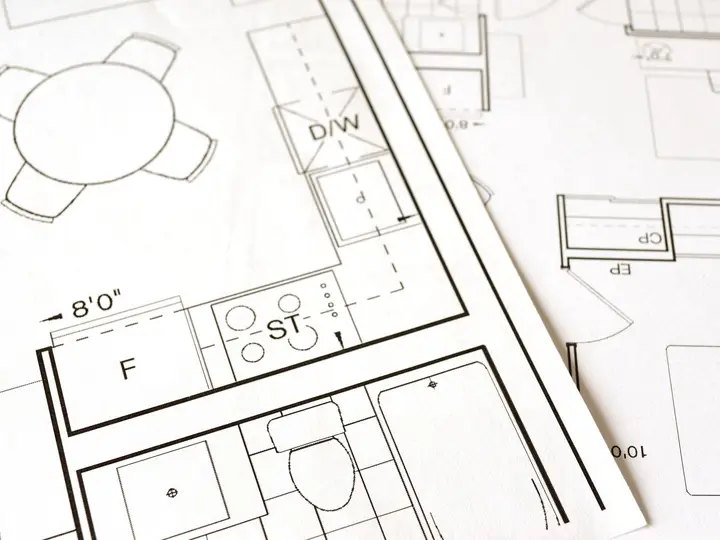 Hand-drawn floor plan with room layouts